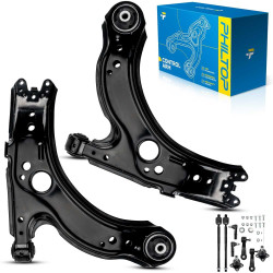 PHILTOP 10Pcs Suspension Kit Front Lower Ball Joint Control Arm Sway Bar End Link Tie Rod End Fit for 1999-2004 Golf 1999 Jetta 
