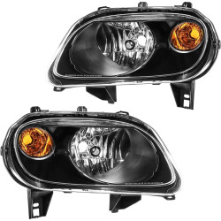 PHILTOP Headlights Assembly Compatible with 2006-2011 Chevy HHR,Black Housing Clear Lens Amber Reflector,Halogen Headlamps (Driv