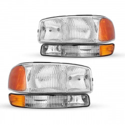 PHILTOP Headlight Assembly, Chrome Headlights Replacement Compatible with Sierra 1500, Yukon XL 2500, Yukon XL 1500, Yukon, Sier