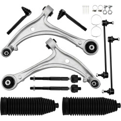 PHILTOP 10Pcs Suspension Kit Front Lower Control Arm w/Ball Joint Sway Bar End Link Tie Rod End Boots &amp; Bellows w/Locking C-