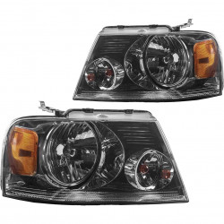 PHILTOP Pair Headlights Assembly Compatible with 2004 2006 2007 2008 Ford F150, 2006 Lincoln Mark LT,Chrome Housing Smoke Lens A