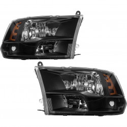 PHILTOP Headlights Assembly for 2009-2021 Ram 1500,2019-2023 Ram 1500 Classic,2011-2018 Ram 2500/3500,Black Housing Clear Lens A