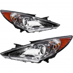 PHILTOP Headlights Compatible with Hyundai Elantra 2014 2015 2016 Halogen Headlamps Left &amp; Right Clear Lens Black Housing Am