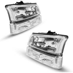 PHILTOP Headlight Assembly, Front Clear Headlights Fit for Silverado 1500 2005-2006, Silverado 2500 HD 2005-2006, Silverado 1500
