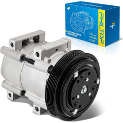 PHILTOP 58122 Air Conditioner AC Compressor with Clutch for Ford F150 1990-1995 4.9L, F250 F350 1990-1995 4.9L/7.5L, Bronco 1990