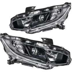 PHILTOP Headlights Assembly Compatible with 2019-2020 Honda Civic,Black Housing Clear Lens Clear Reflector,Halogen Headlamps (Dr