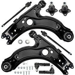 PHILTOP 8Pcs Suspension Kit Front Lower Ball Joint Control Arm Tie Rod End Fit for 1999-2005 Jetta 1998-2010 Beetle 1999-2006 Go